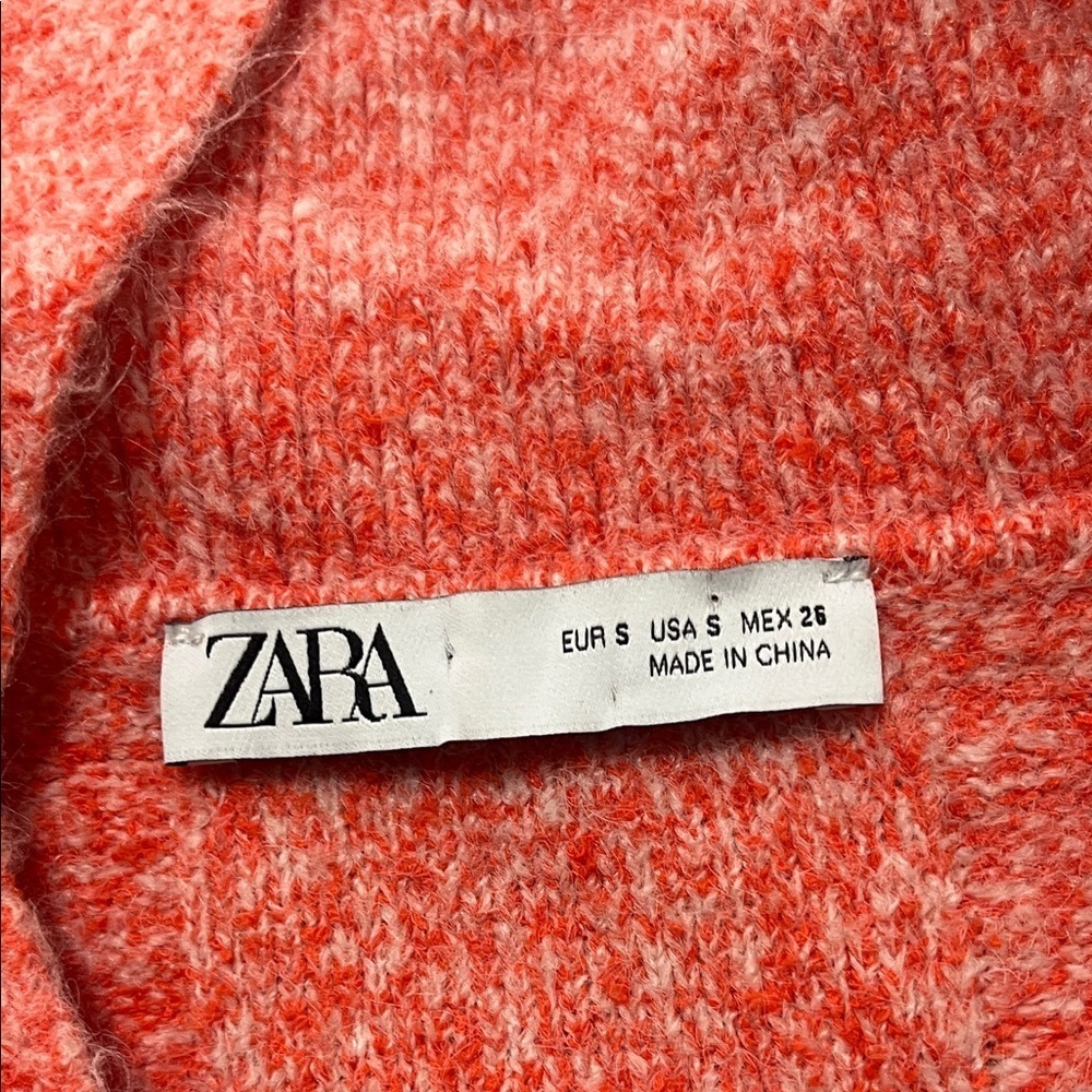 Zara Coral Knit V-Neck Women's Sweater - Picture 6 of 9